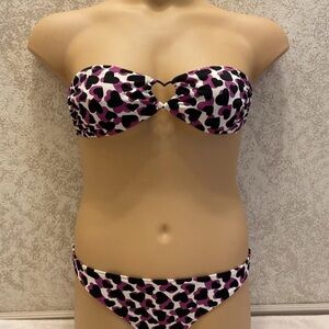 Victoria's Secret Black and Purple Heart Bandeau Bikini